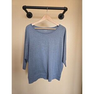 Eileen Fisher Silk / Cotton Boxy 3/4 Dolman Sleeve Oversized Scoop‎ Neck Top M